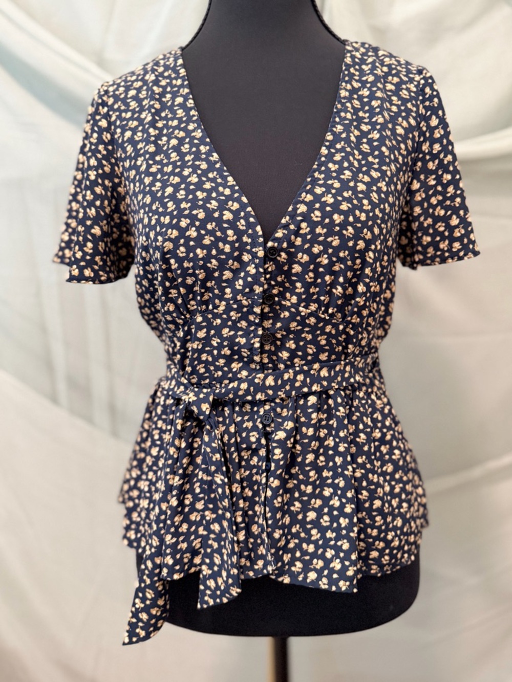 Blush J Blue Floral Flutter Sleeve Blouse
